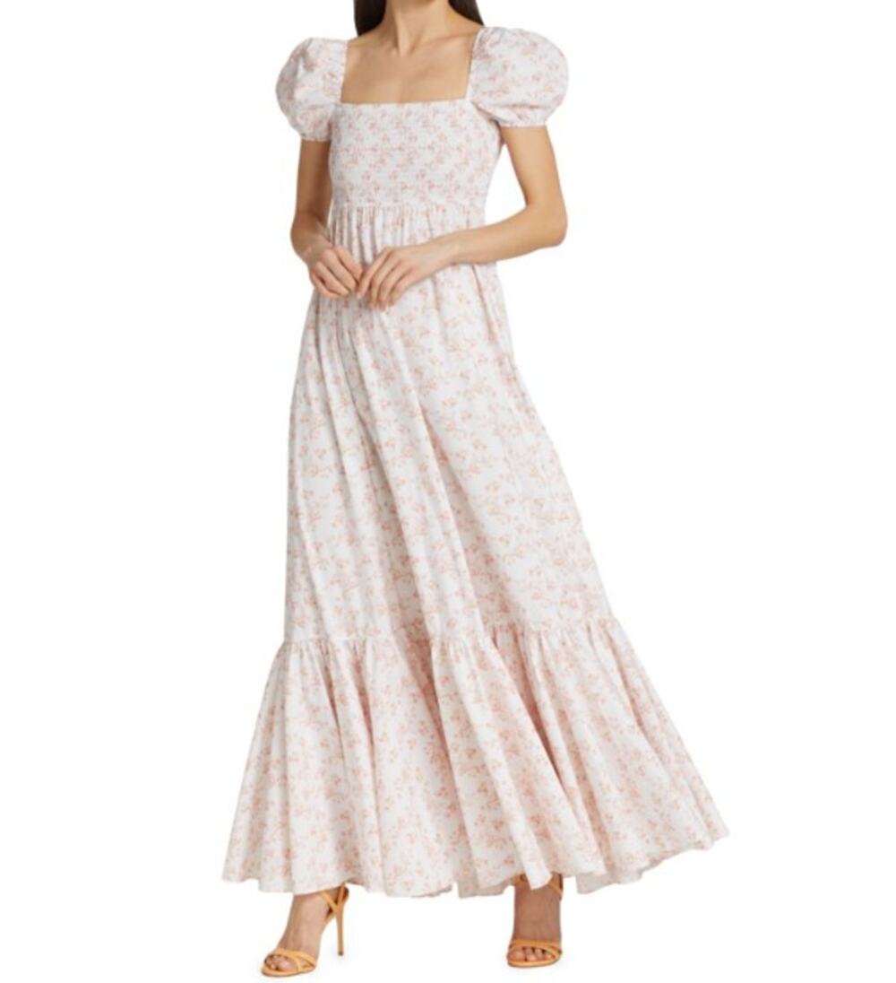 Caroline Constas Gianna Floral Maxi Dress Prairie Romantic Women Pink Medium